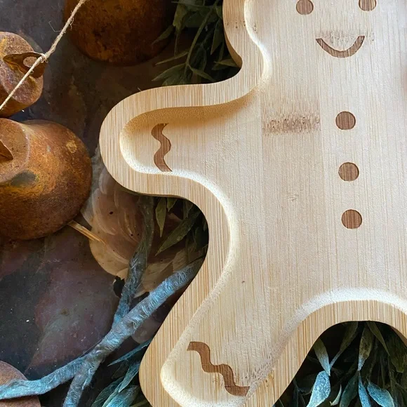 NWOT Unfinished Wood Gingerbread Man Small Tray Holiday Decor - Picture 4 of 15